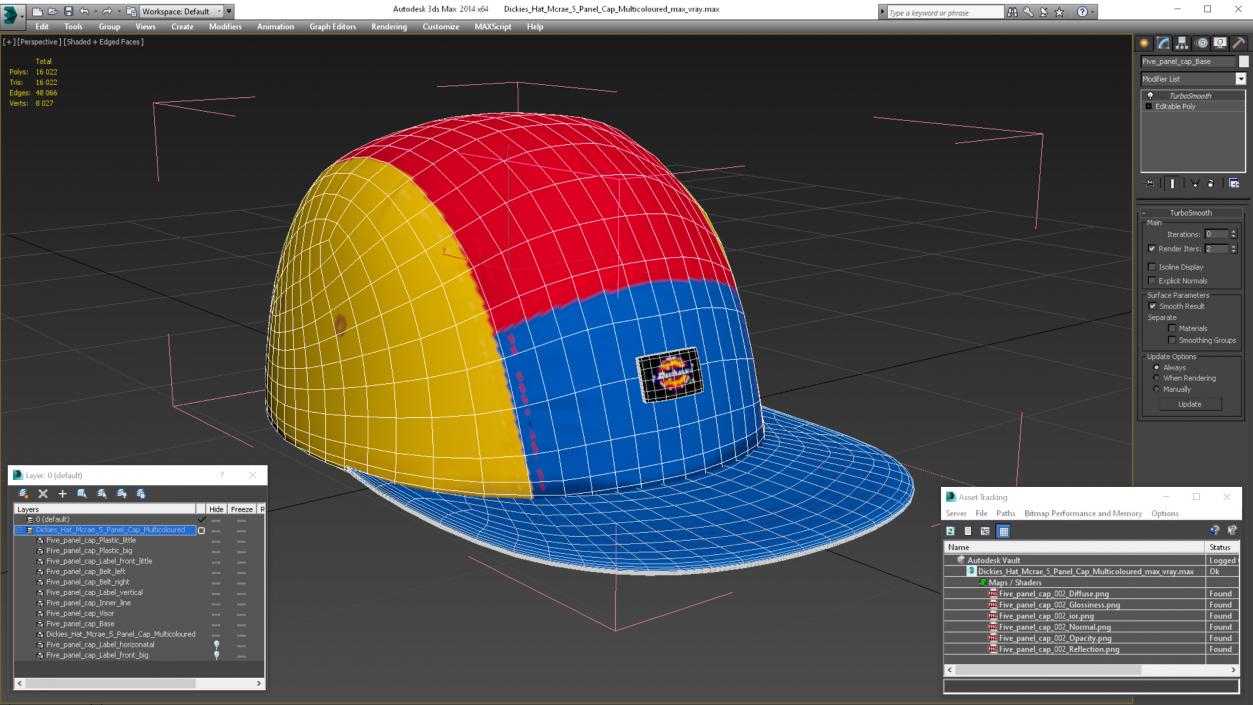 3D Dickies Hat Mcrae 5 Panel Cap Multicoloured model