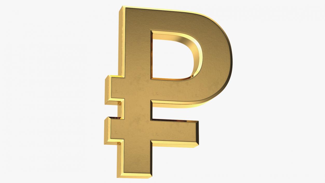 3D model Russian Rouble Currency Symbol Gold