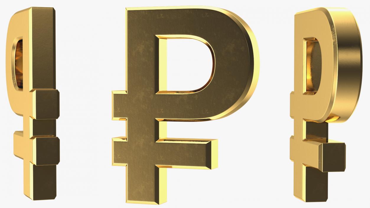 3D model Russian Rouble Currency Symbol Gold