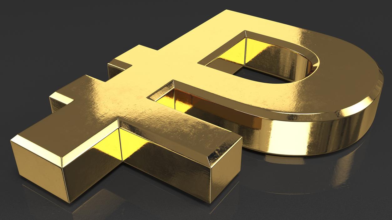 3D model Russian Rouble Currency Symbol Gold