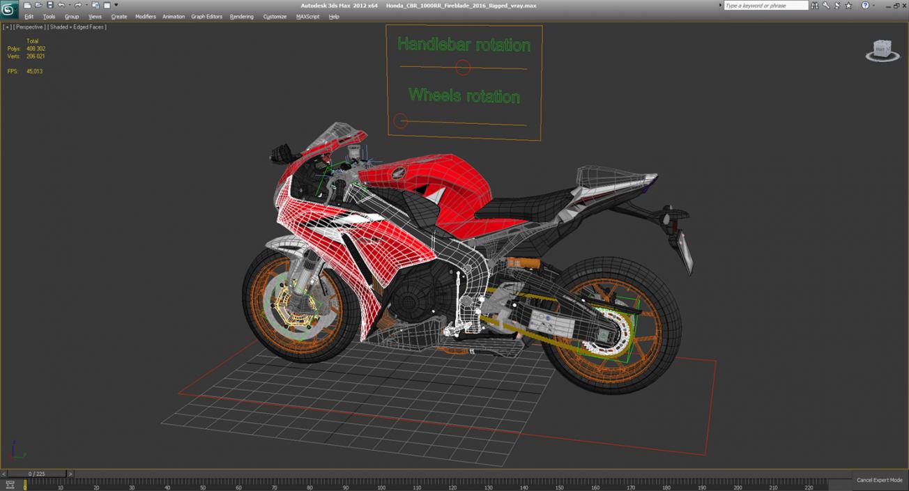 New Honda CBR1000RR Fireblade SP 2016 Rigged 3D model