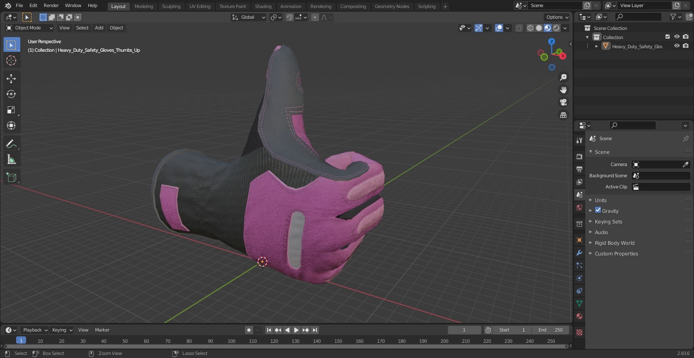 Heavy Duty Safety Gloves Thumbs Up 3D model