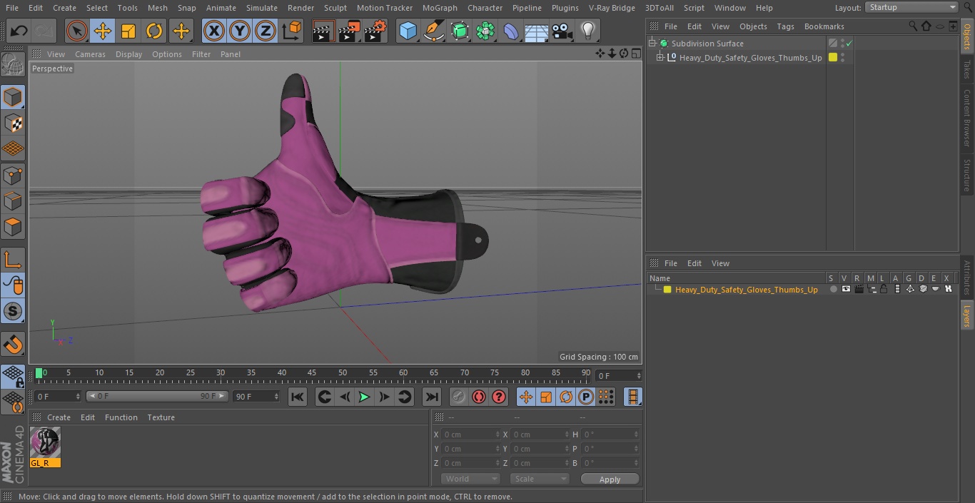 Heavy Duty Safety Gloves Thumbs Up 3D model