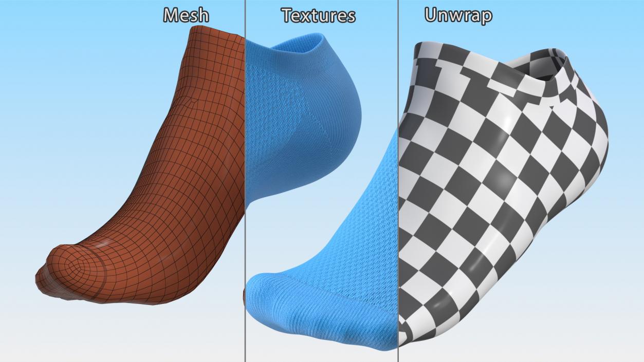 3D Socks Blue on The Foot Standing Toes