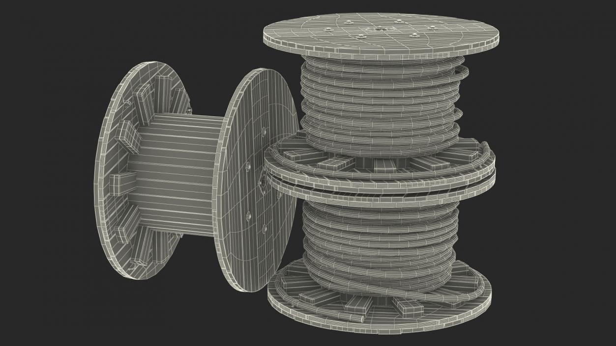 Stack of Wooden Cable Reels 3D