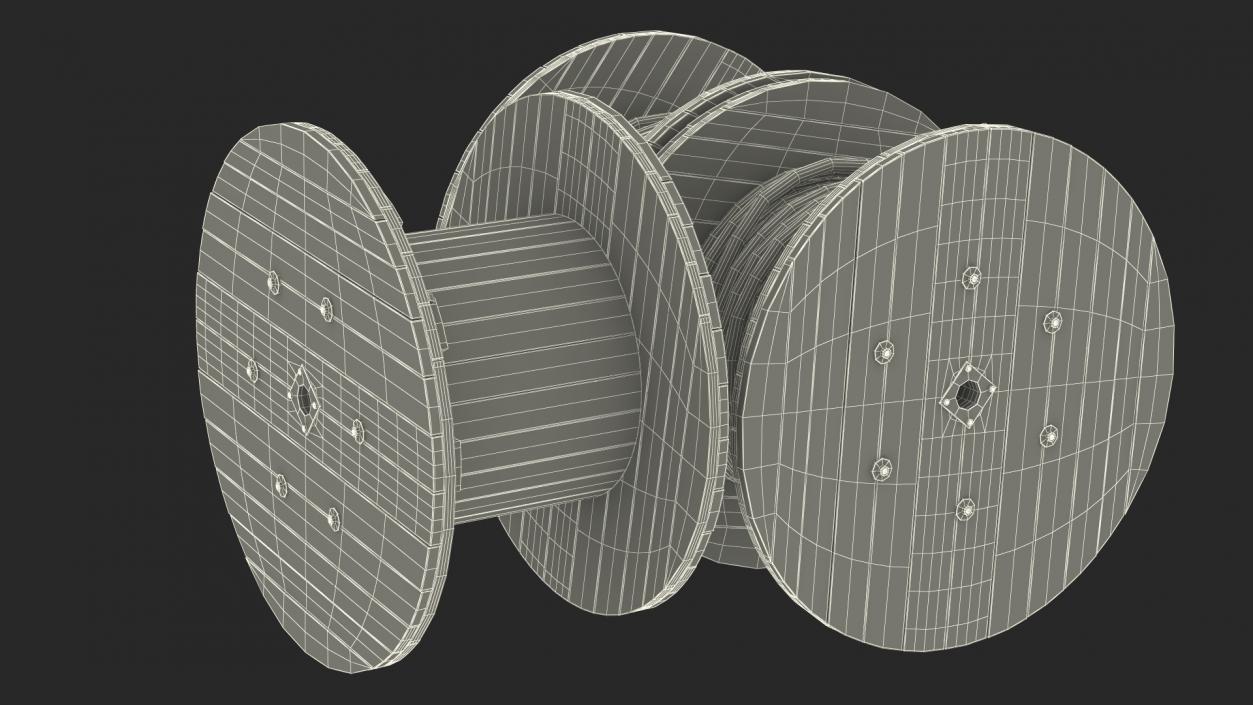 Stack of Wooden Cable Reels 3D