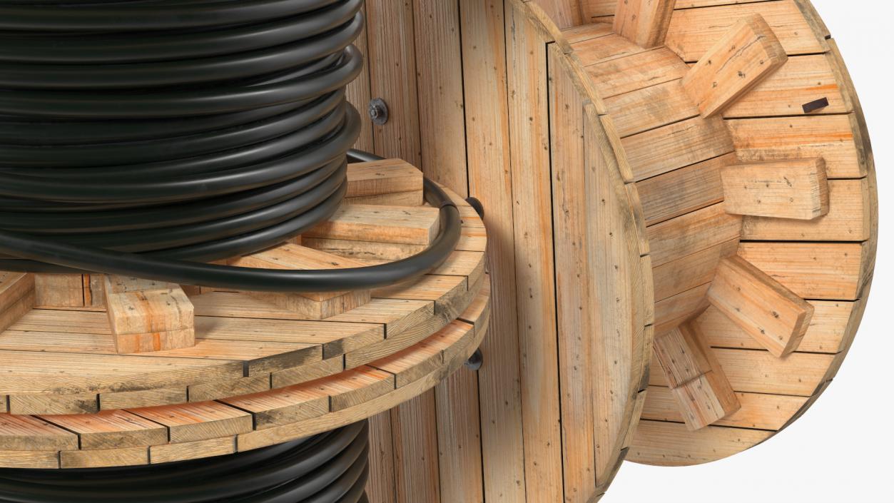 Stack of Wooden Cable Reels 3D