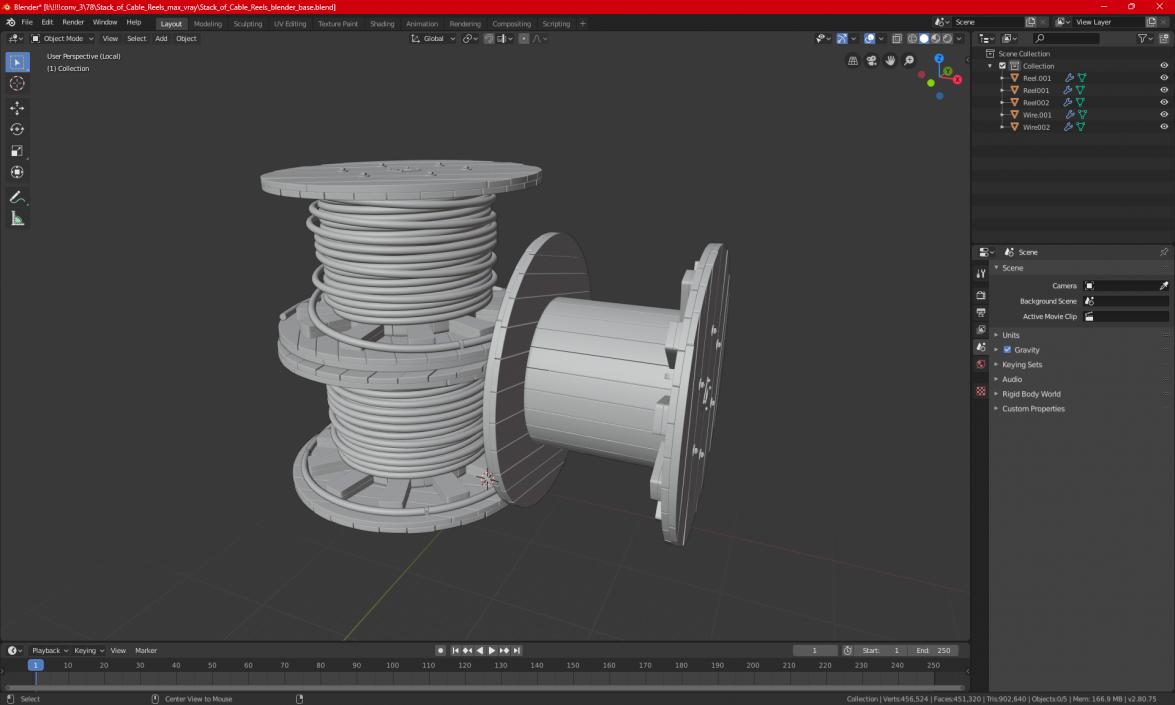 Stack of Wooden Cable Reels 3D