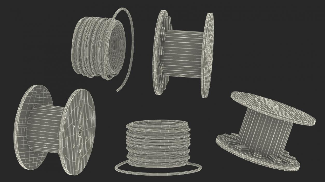 Stack of Wooden Cable Reels 3D