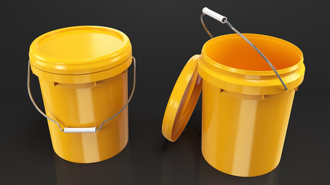 3D Plastic Bucket 10L with Lid and Handle model