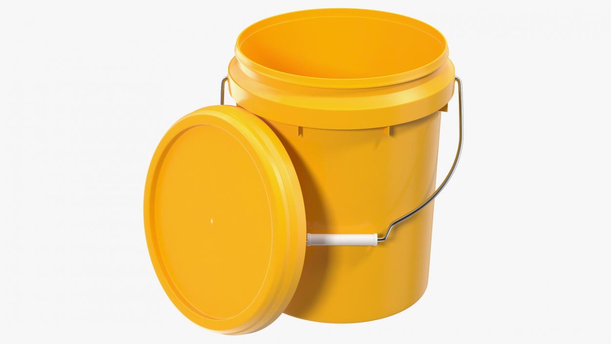 3D Plastic Bucket 10L with Lid and Handle model