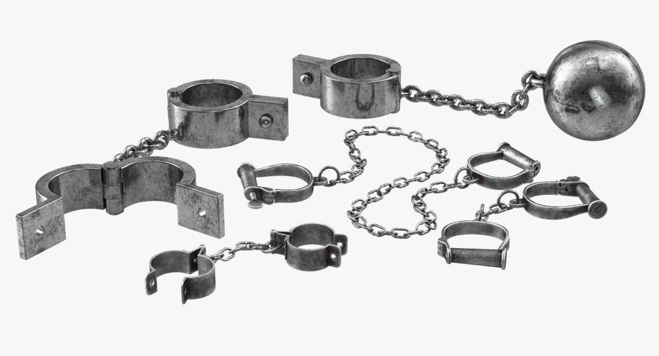 Old Prisoner Shackles Collection 3D