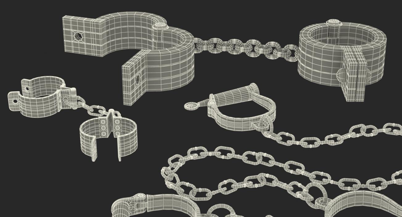 Old Prisoner Shackles Collection 3D