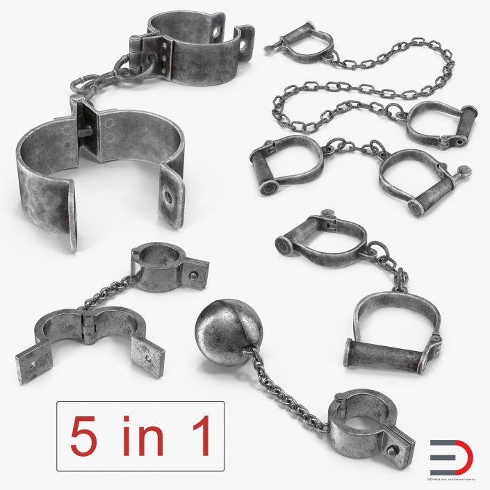 Old Prisoner Shackles Collection 3D