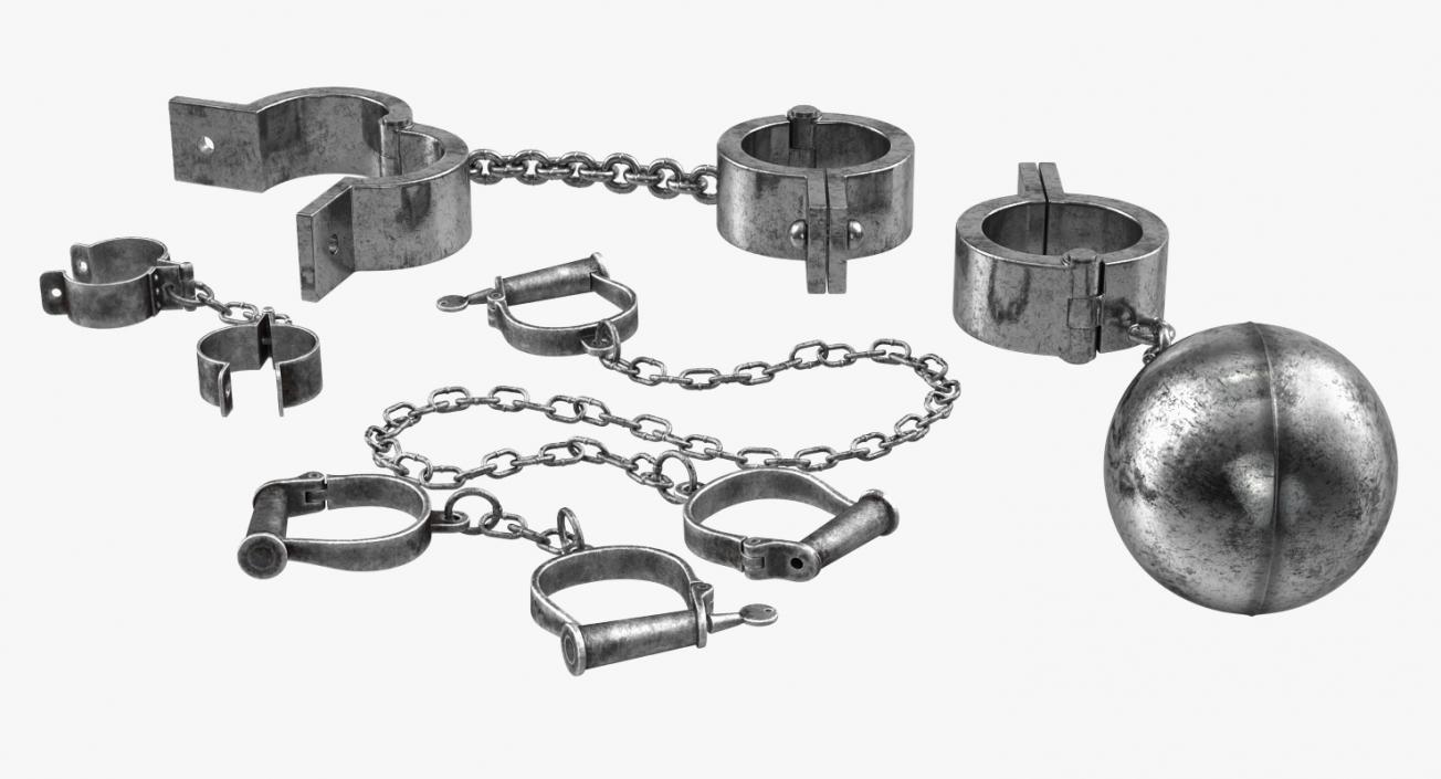 Old Prisoner Shackles Collection 3D