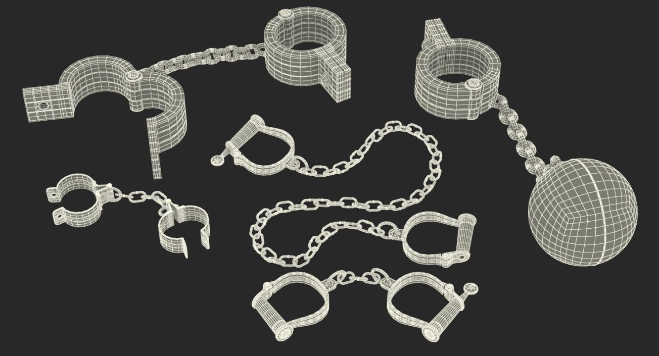 Old Prisoner Shackles Collection 3D