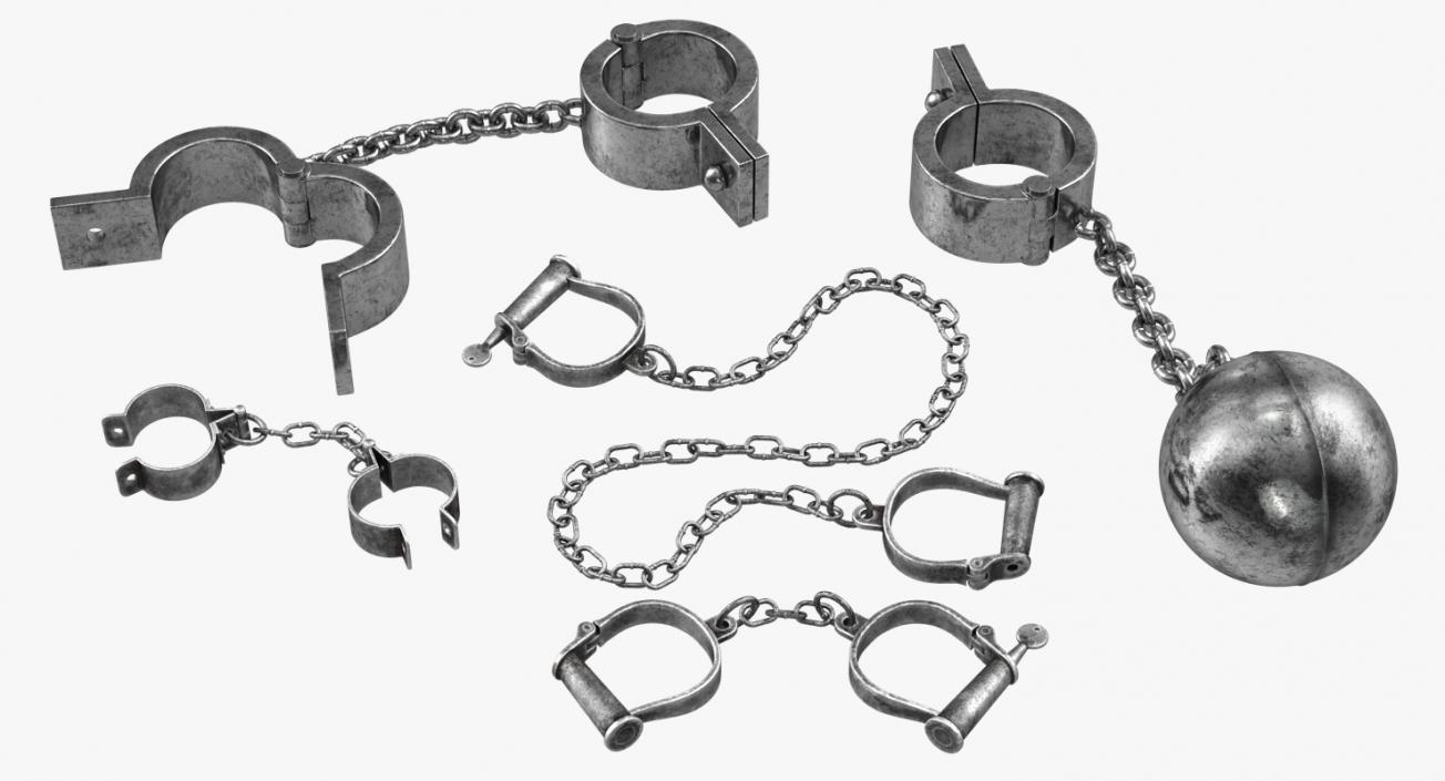 Old Prisoner Shackles Collection 3D