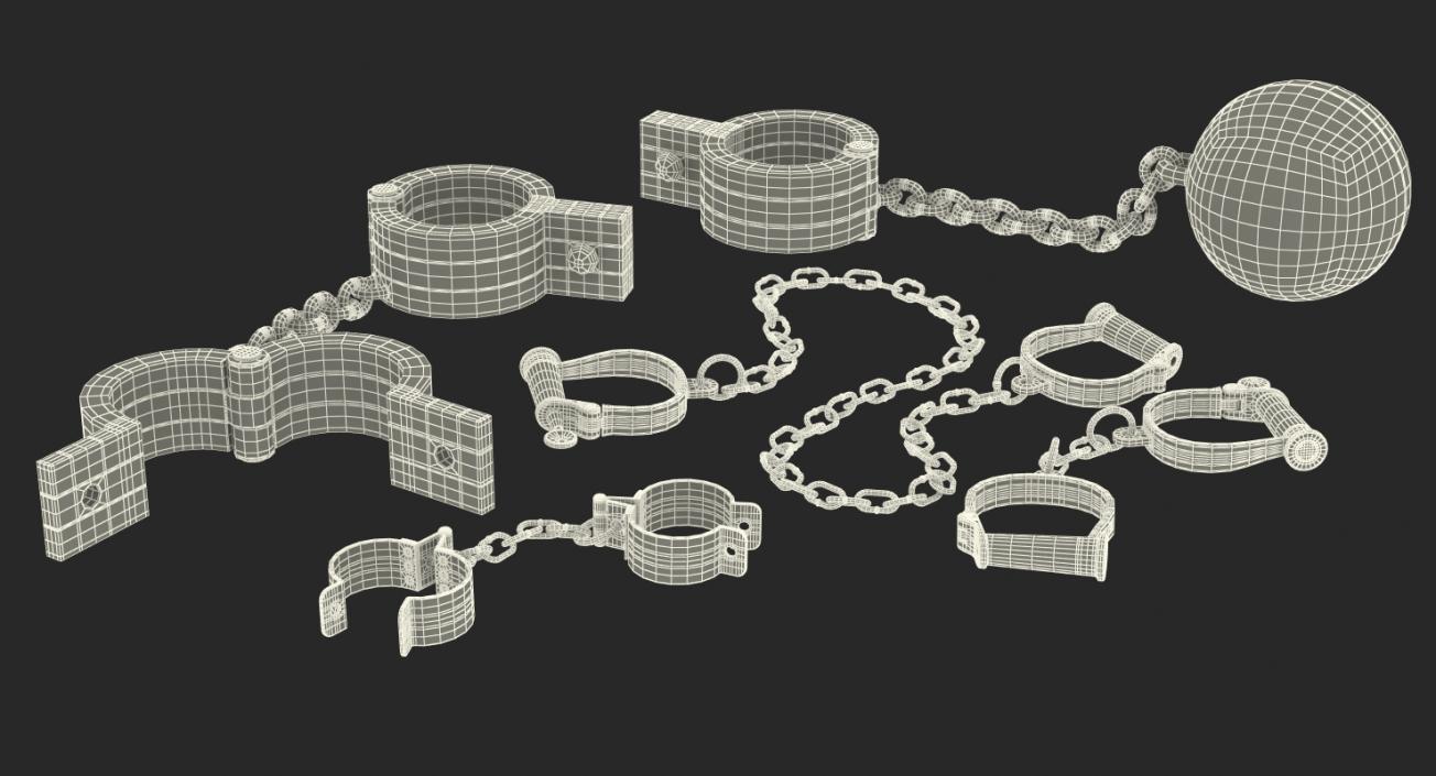 Old Prisoner Shackles Collection 3D