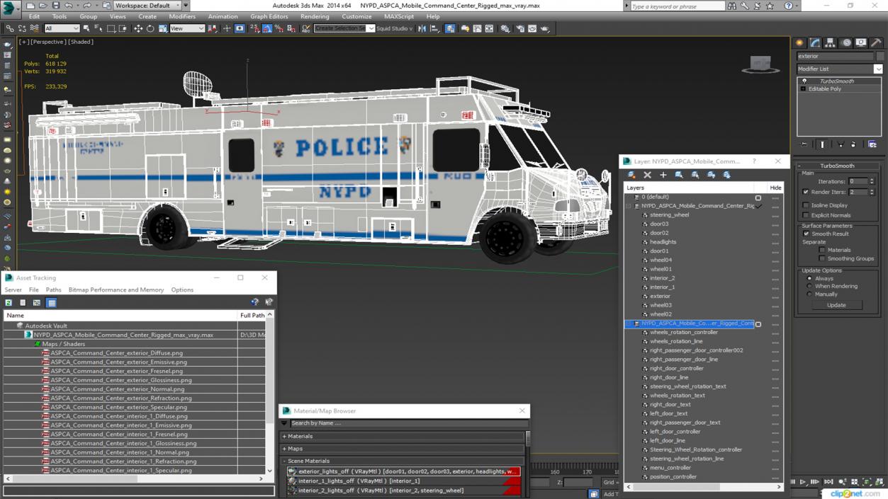 NYPD ASPCA Mobile Command Center Rigged 3D model