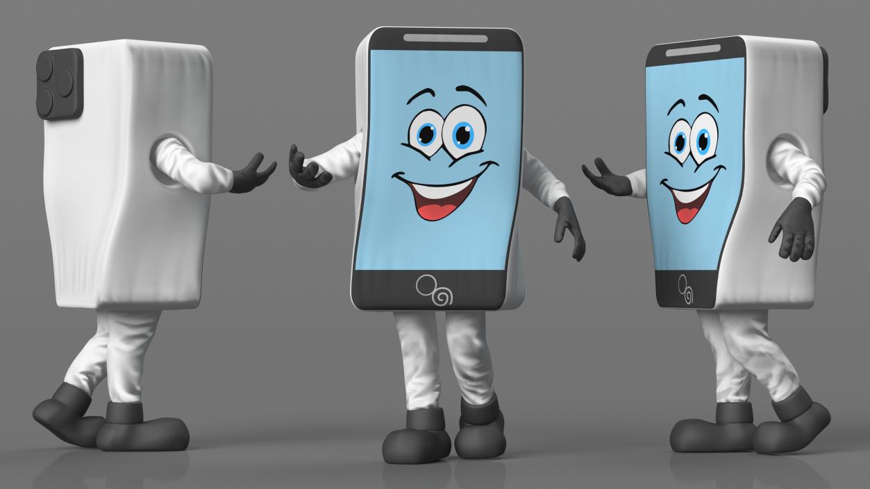 Smiling Mascot Character IPhone Walking 3D model