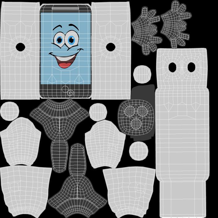 Smiling Mascot Character IPhone Walking 3D model