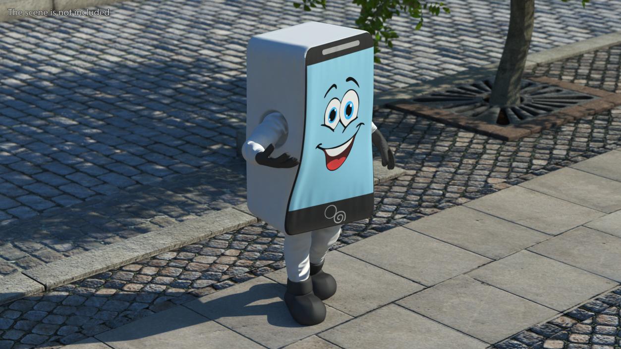 Smiling Mascot Character IPhone Walking 3D model