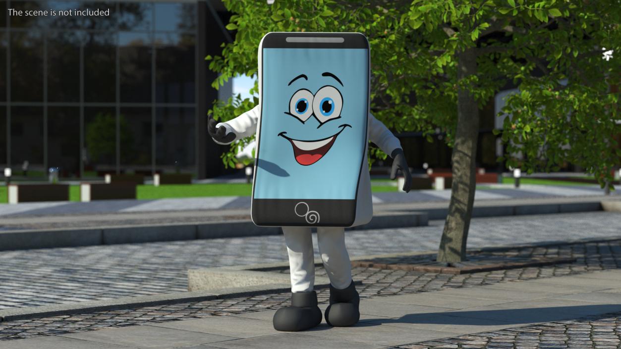 Smiling Mascot Character IPhone Walking 3D model