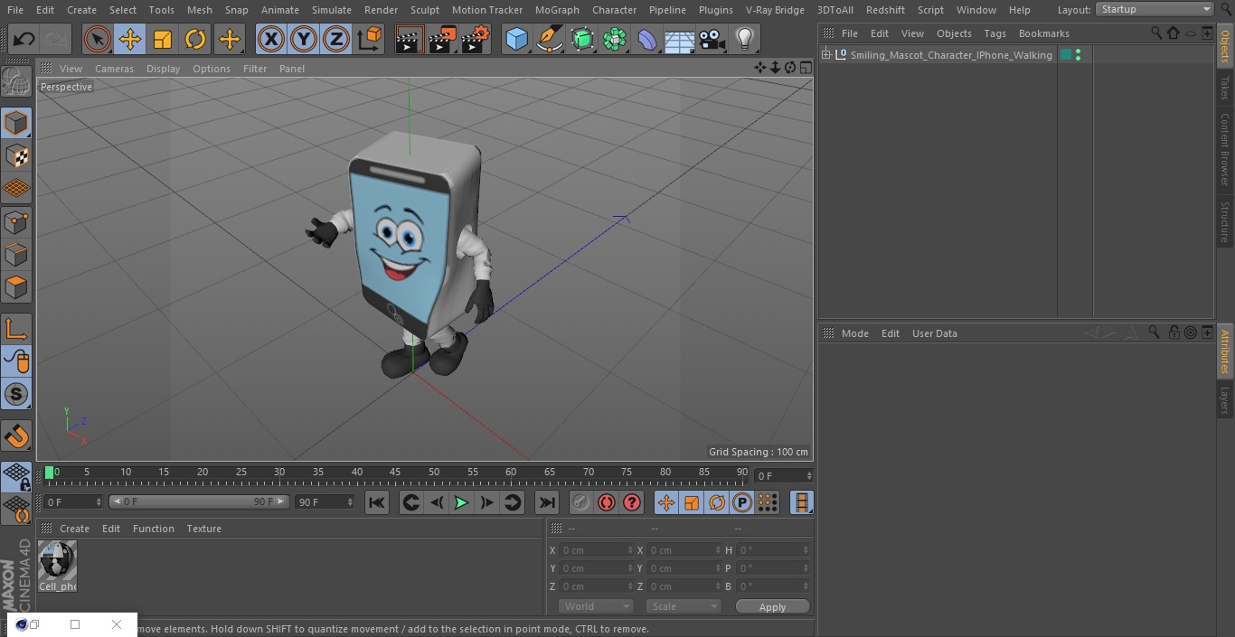 Smiling Mascot Character IPhone Walking 3D model