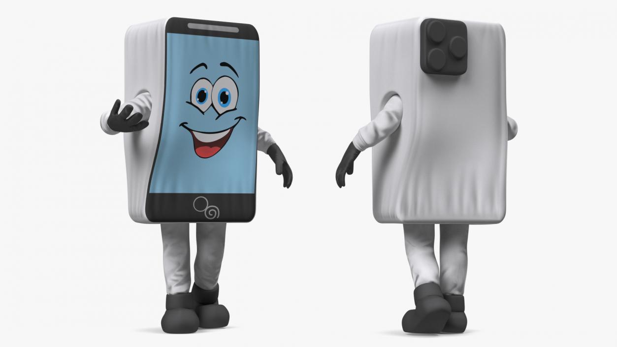 Smiling Mascot Character IPhone Walking 3D model