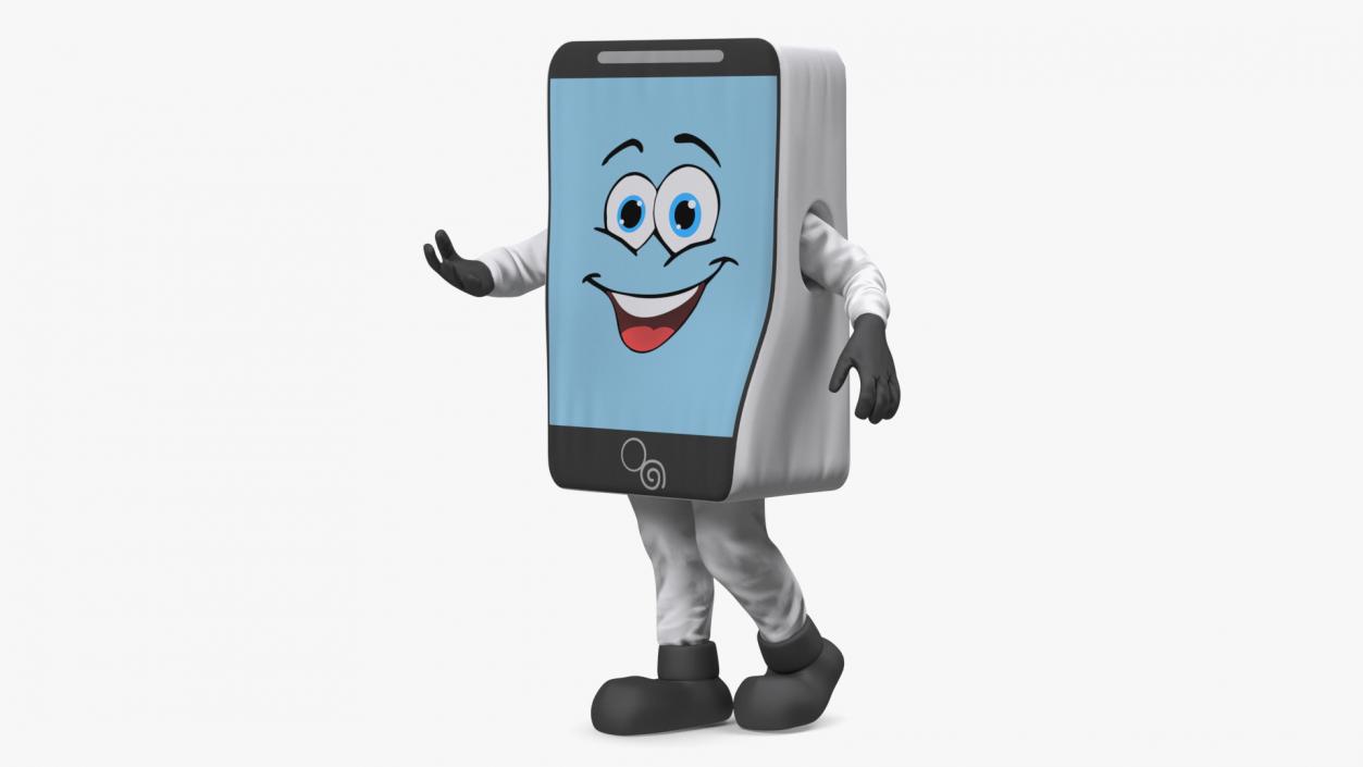 Smiling Mascot Character IPhone Walking 3D model