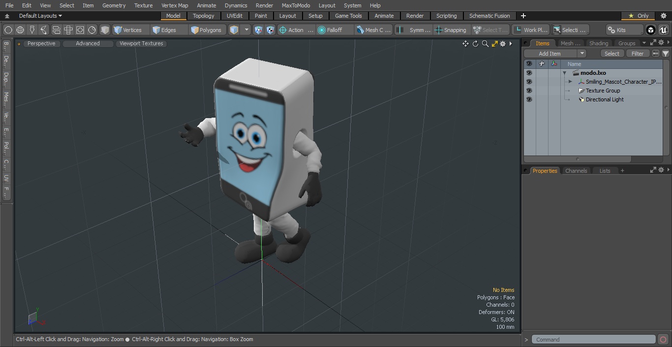 Smiling Mascot Character IPhone Walking 3D model