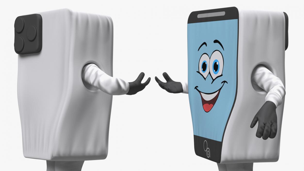 Smiling Mascot Character IPhone Walking 3D model