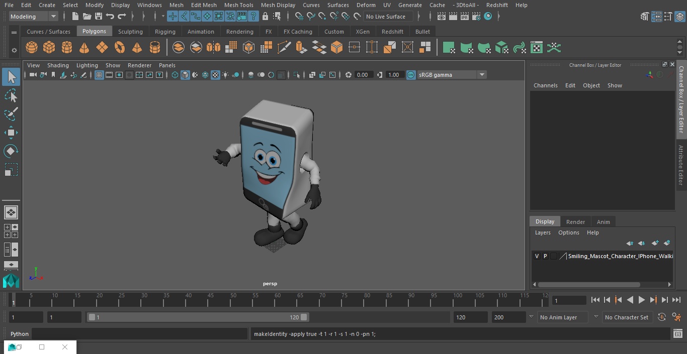 Smiling Mascot Character IPhone Walking 3D model