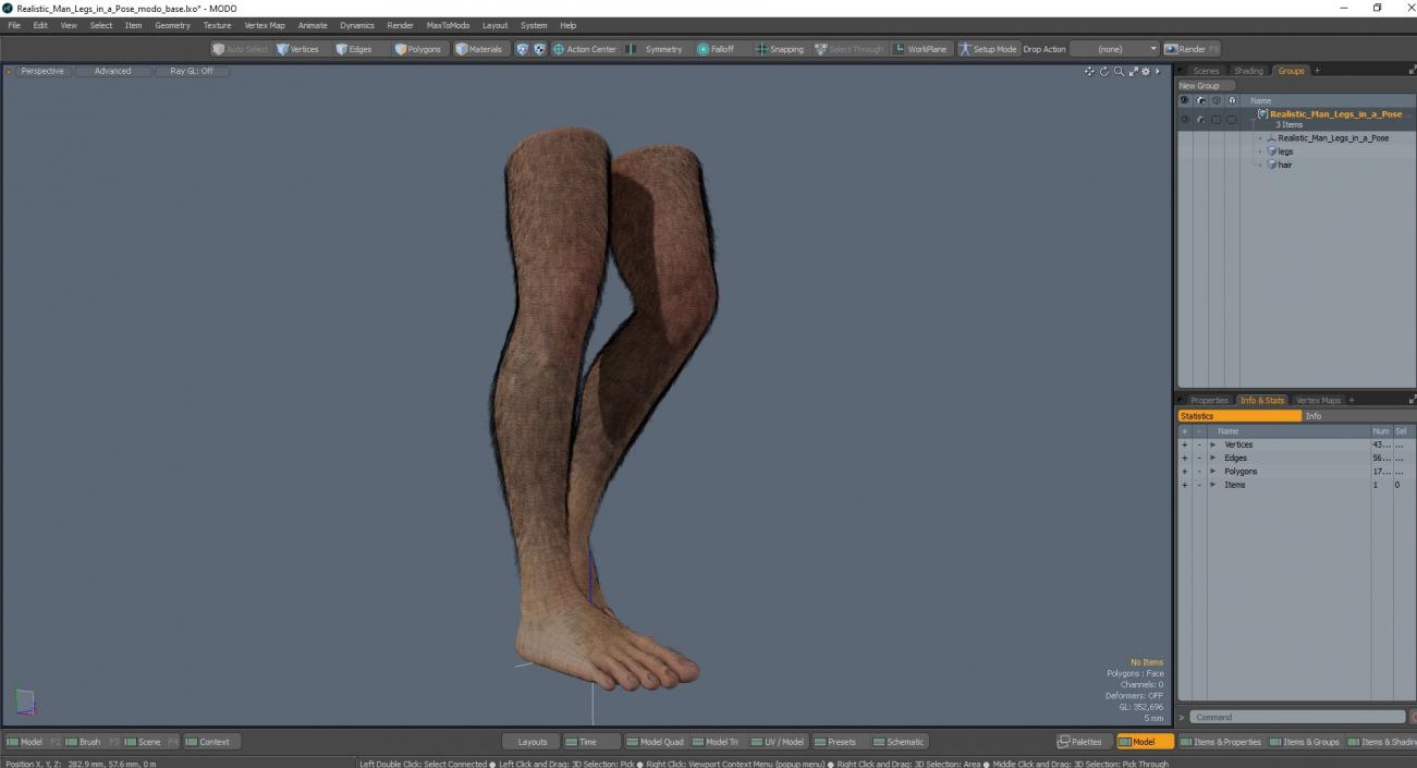 3D model Realistic Man Legs in a Pose 2