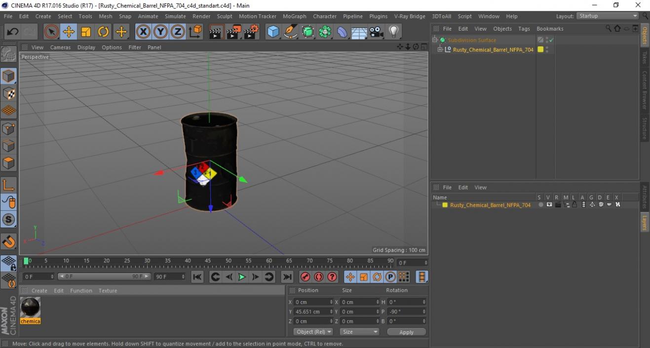 3D model Rusty Chemical Barrel NFPA 704