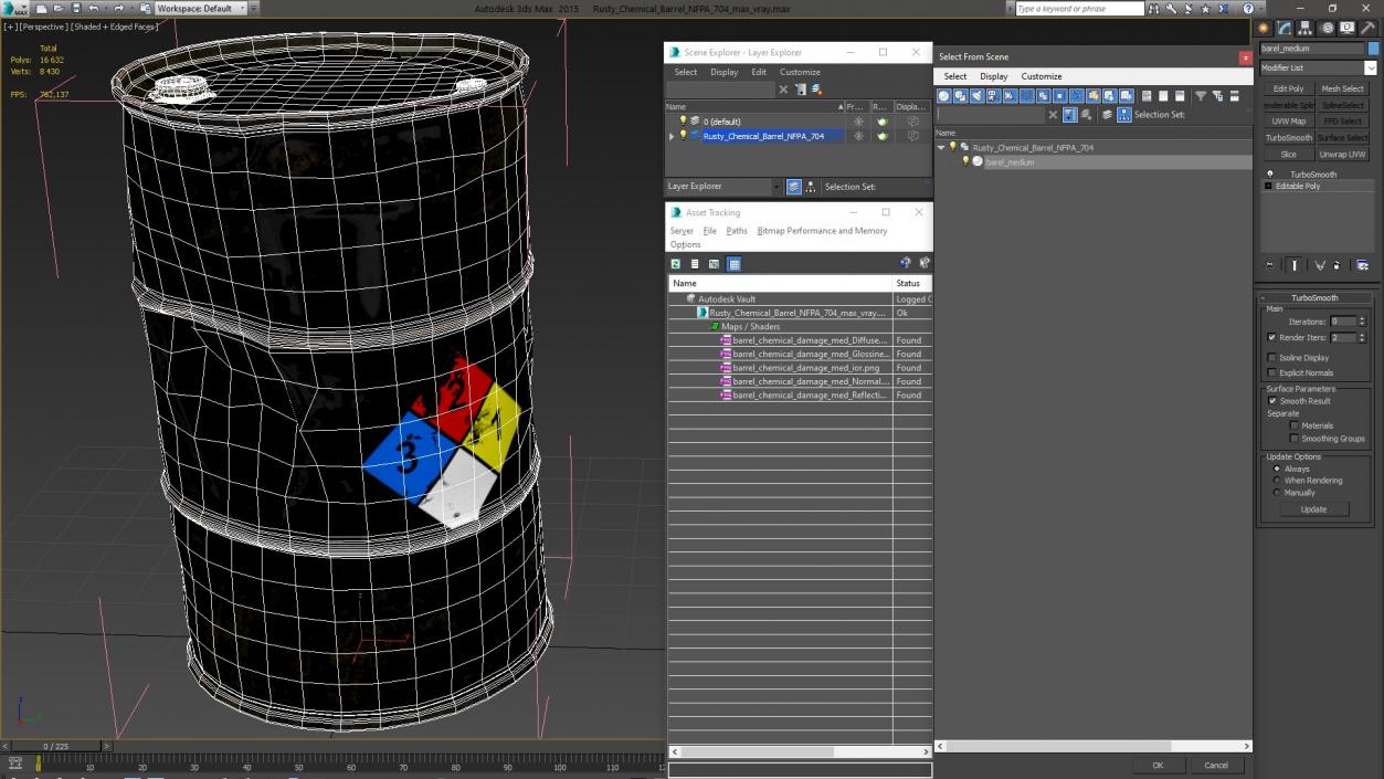 3D model Rusty Chemical Barrel NFPA 704