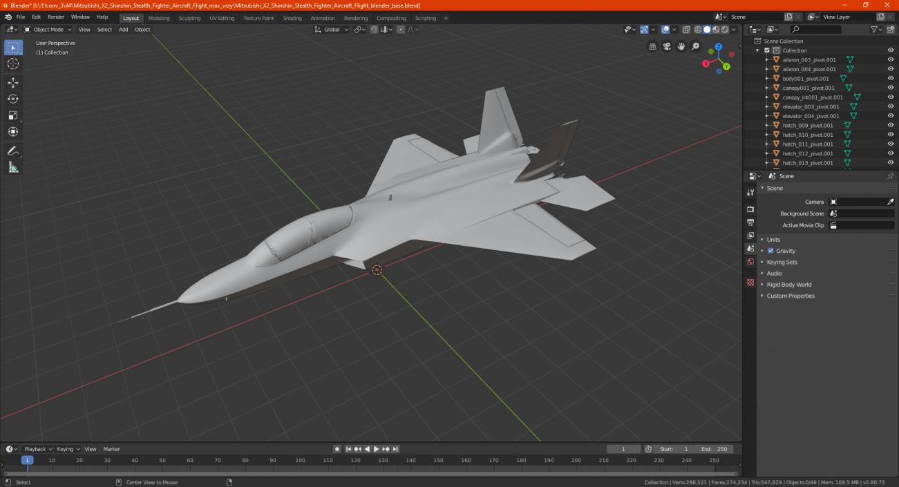 Mitsubishi X2 Shinshin Stealth Fighter Aircraft Flight 3D model