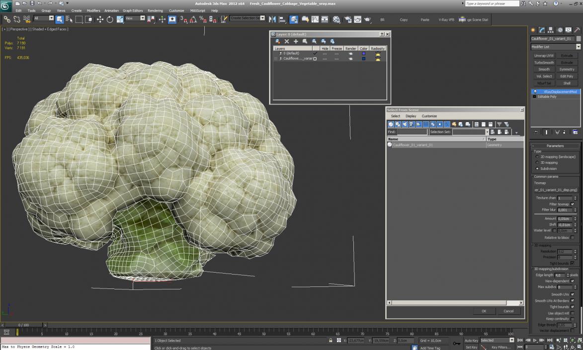 3D model Fresh Cauliflower Cabbage Vegetable