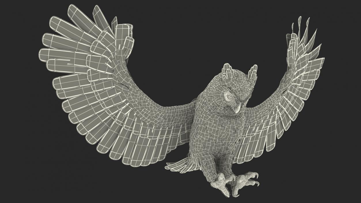 3D Great Horned Owl Attacking Pose