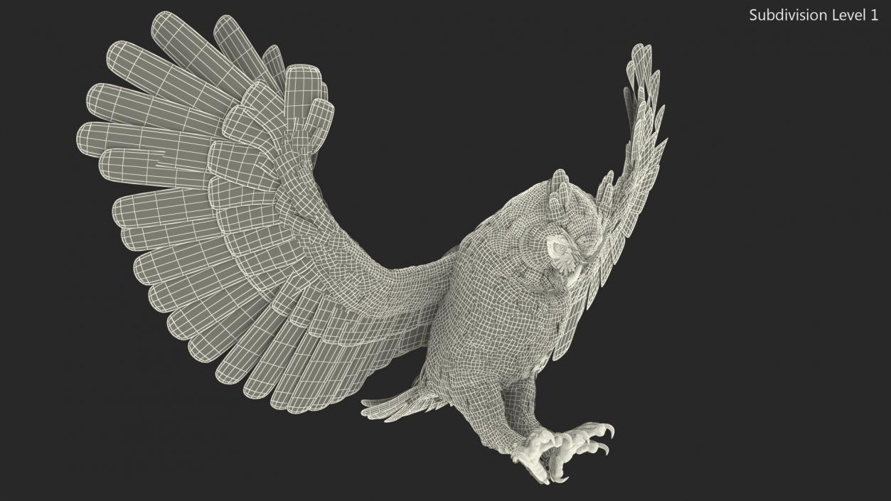 3D Great Horned Owl Attacking Pose