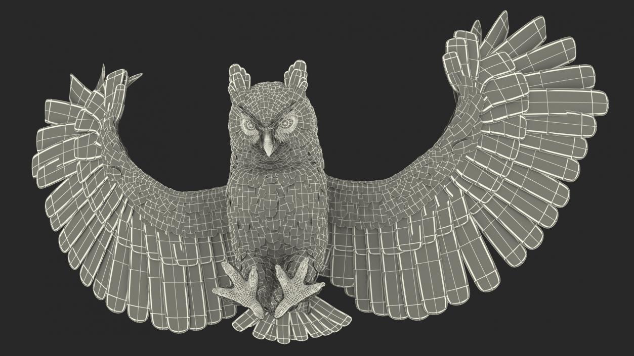 3D Great Horned Owl Attacking Pose