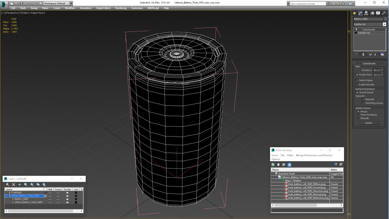 3D Lithium Battery Tesla 4680