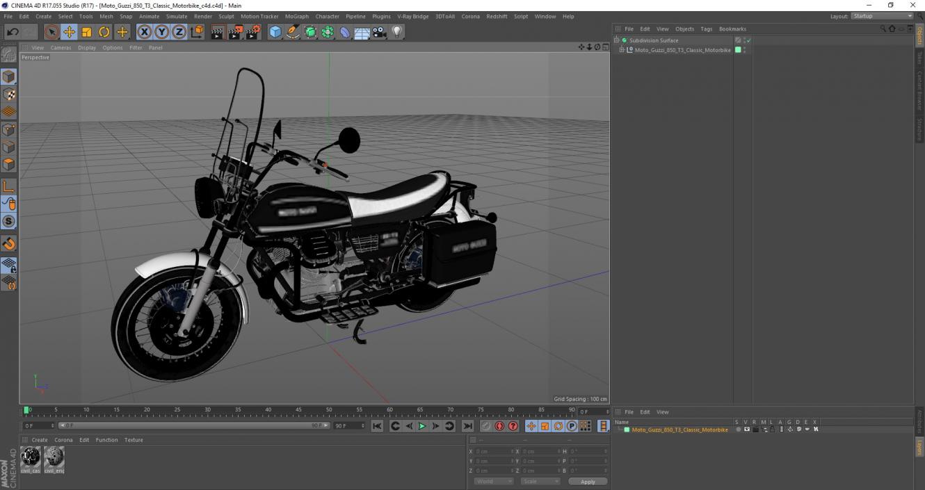 3D model Moto Guzzi 850 T3 Classic Motorbike