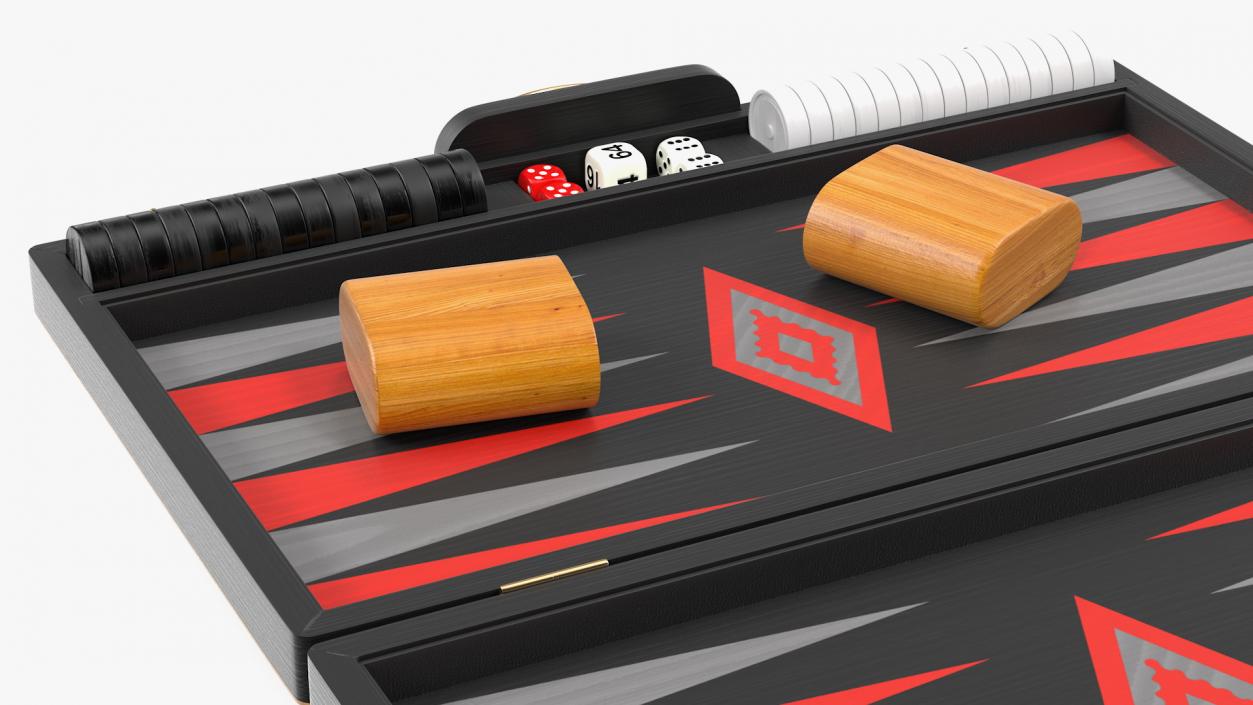 3D Black Backgammon Board Game Set