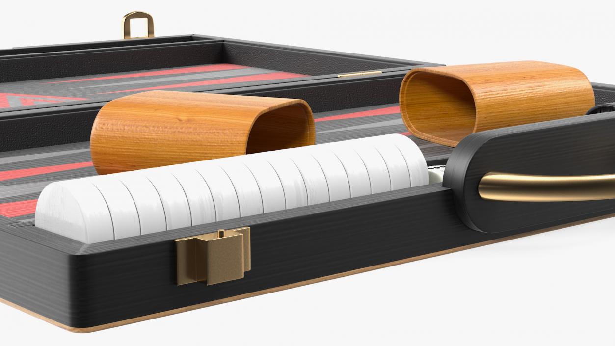 3D Black Backgammon Board Game Set