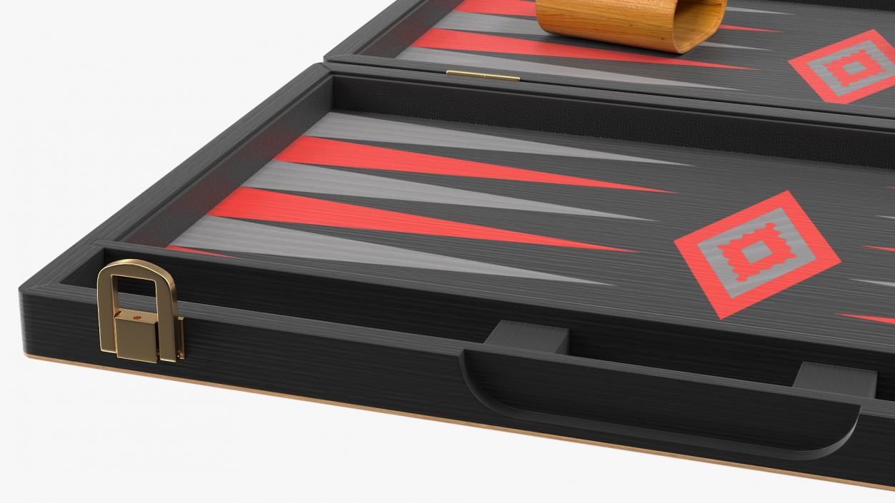 3D Black Backgammon Board Game Set