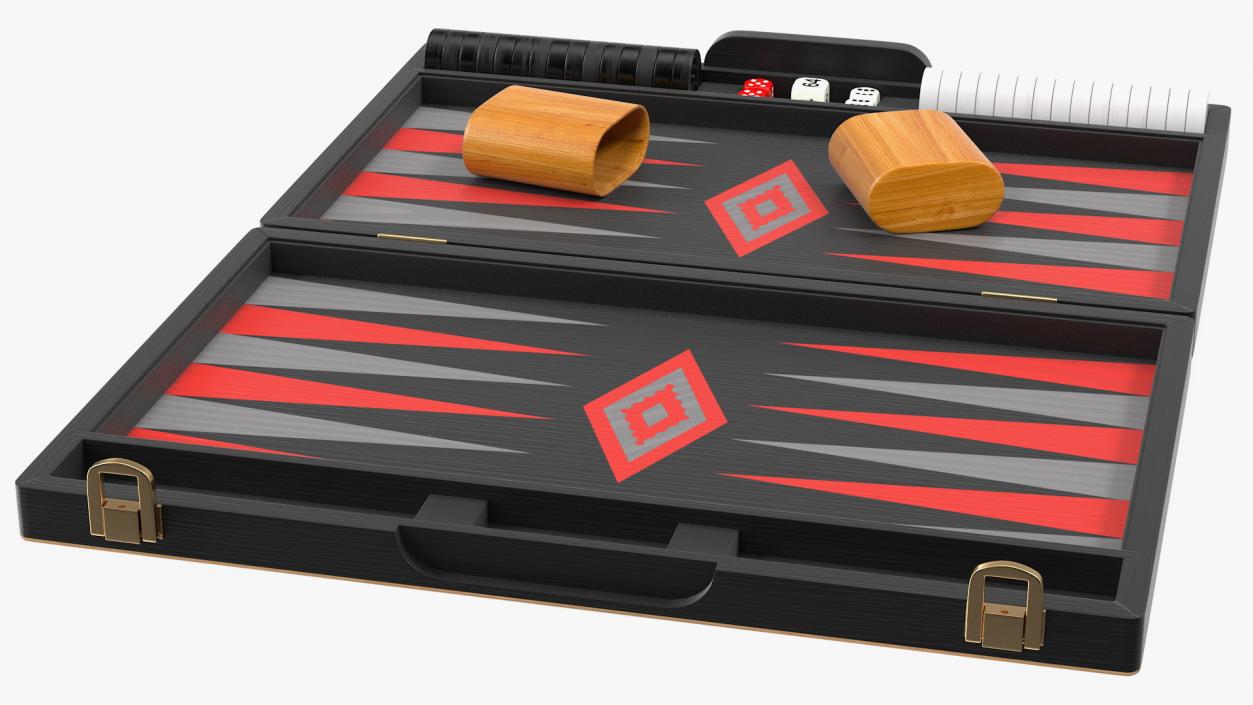 3D Black Backgammon Board Game Set