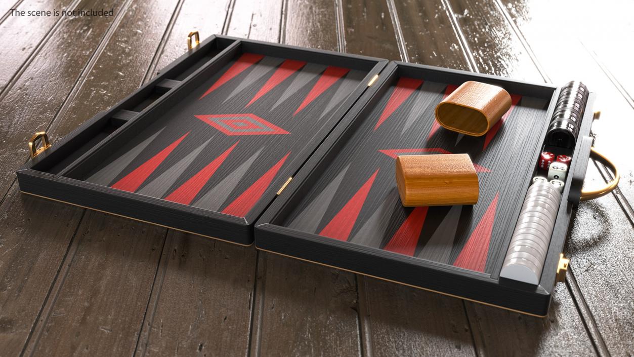 3D Black Backgammon Board Game Set