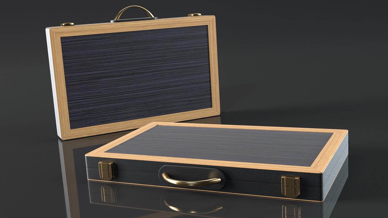 3D Black Backgammon Board Game Set