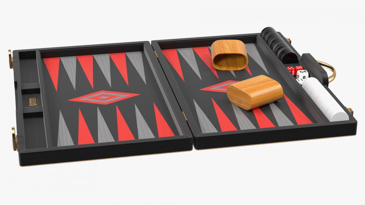 3D Black Backgammon Board Game Set